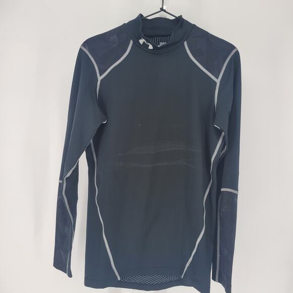 Under Armour Mens Sz S Long Sleeve Fitted Atletic T Shirt Mock Neck Black - Picture 1 of 4